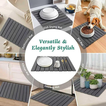 Stone Dish Drying Mat for Kitchen Counter, 24''×15'' Dishes Drying Matt Kitchen Counter, Absorbent Diatomaceous Earth Bath Quick Dry Mats for Tableware, Bottles and Cup (Dark Grey) - Image 7