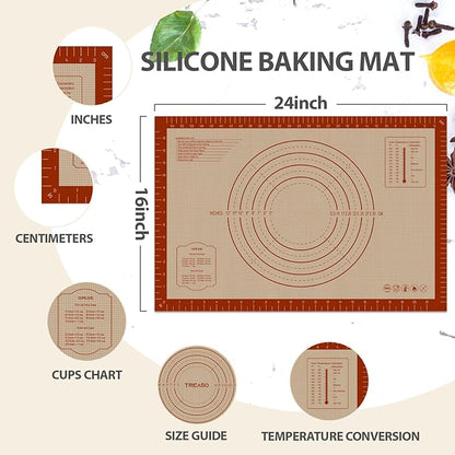 Silicone Baking Mat, 24" x 16" Baking Mat, Pastry Rolling Sourdough Baking Mat Supplies for Making Pizza, Pie, Cookies, Bread - Image 7