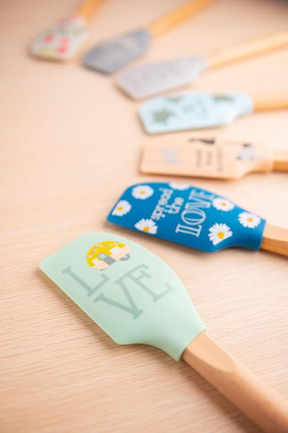 Karma, Silicone Spatula with Wood Handle Heat Resistant, Baking, cooking and Mixing Spatulas, Modern Farmhouse Kitchen Décor, Gift for Chef, Cooks, Housewarming Gift, Mushroom