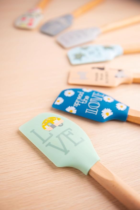 Karma, Silicone Spatula with Wood Handle Heat Resistant, Baking, cooking and Mixing Spatulas, Modern Farmhouse Kitchen Décor, Gift for Chef, Cooks, Housewarming Gift, Pumpkin