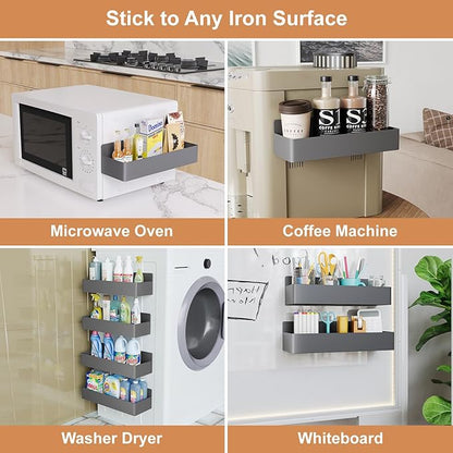 Mystozer Magnetic Spice Rack for Refrigerator, Kitchen Organizer and Storage Shelf, Grey (4 Pack)… - Image 6