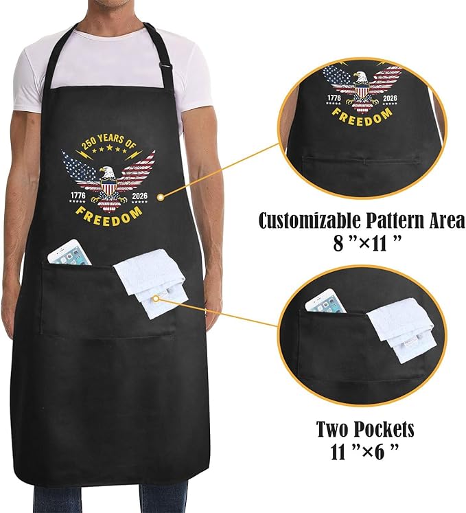 Us 250 Years Of Freedoms Apron With Pocket For Mens