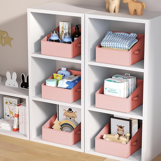 DIMJ Closet Storage Bins 10 Pack - Fabric Storage Baskets for Shelves, Collapsible Clothes Organizer with Handles, Trapezoid Shelf Organization Storage Cubes for Purse, Toys, Books, Towel, Clothes - Image 7