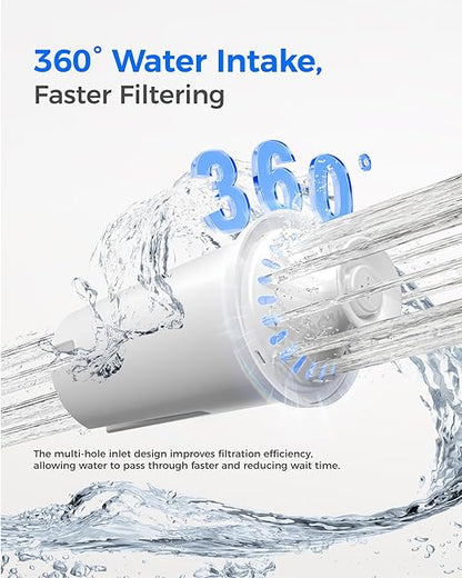 Waterdrop PT-11W 7-Cup Water Filter Pitcher with 3 Replacement Filters, Can Work with Brita® Water Pitchers & Filters, BPA-Free, Fast Flow, Reduces Chlorine and Lead, Up to 6 Months, White
