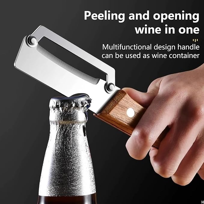 2026 New 2 Pack Multifunctional Vegetable Peeler, 2-in-1 Peelers For Kitchen with Bottle Opener, Sharp Stainless Steel Swivel Blade, Wooden Handle, For Vegetables or Fruits that Need to Be Peeled - Image 4