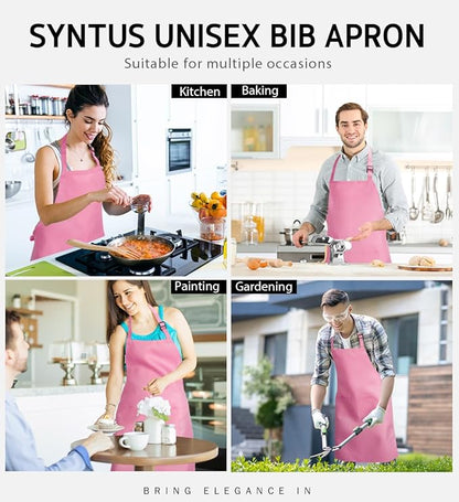 Syntus Apron for Men Women, Adjustable Cooking Kitchen Chef Aprons with 2 Pockets, Cotton/Polycotton/Polyester - Image 6