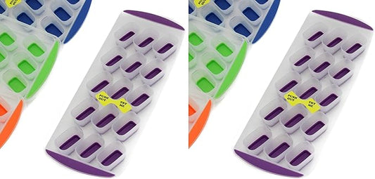 Chef Craft Classic Push Out Ice Cube Tray, 11.5 inches in length yields 15 cubes, Color May Vary (Pack of 2)