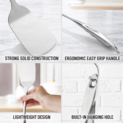 Zulay Kitchen Stainless Steel Solid Turner - 15” Large Metal Spatula for Cooking, Frying & Grilling - Durable, Heat-Resistant & Dishwasher Safe Kitchen Utensil for Everyday Use - Image 6