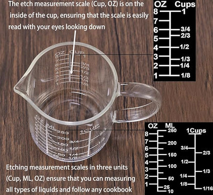 Ackers Mirror Scale Glass Measuring Cup-[Insulated handle | V-Shaped Spout]-Made of High Borosilicate Glass Measuring Cup for Kitchen or Restaurant, Easy to Read, 250 ML (8 Oz, 1 Cup) - Image 5