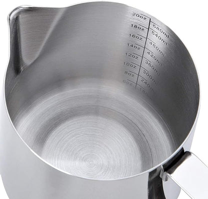 SIKEMAY Milk Frothing Pitcher Cup, 20oz/600ML Milk Frother Cup Stainless Steel Steaming Pitcher Milk Jug Coffee Latte Art Cappuccino Espresso Machine Accessories for Barista Steam Pitchers Tools