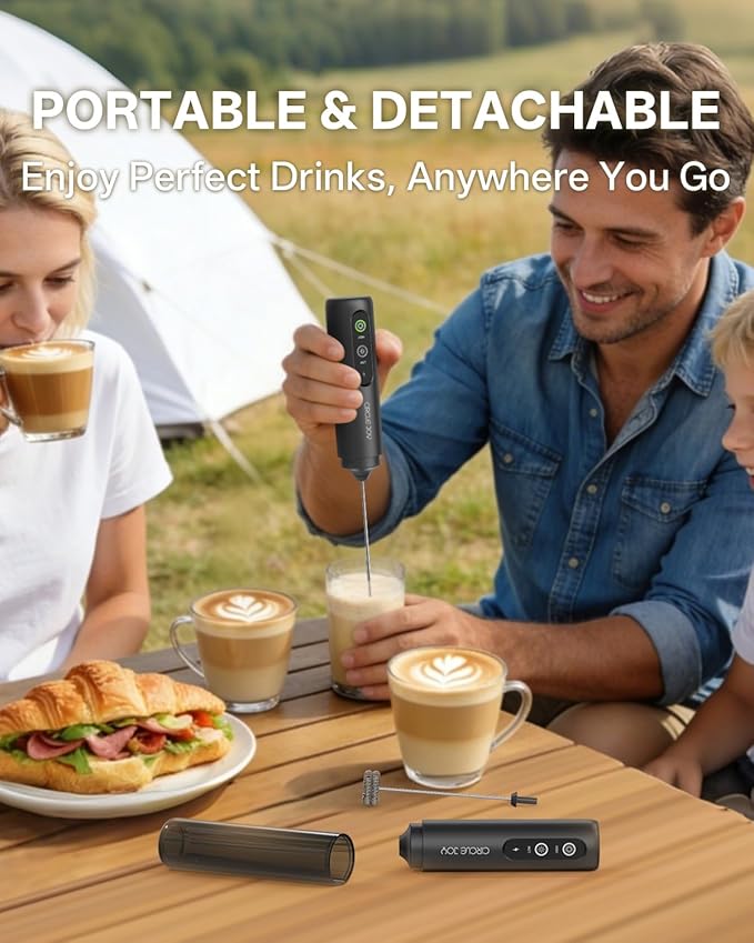 CIRCLE JOY 2-Speed Rechargeable Milk Frother Hanheld, Dual Coil Whisk Head Electric Coffee Frother, Portable Hand Frother Wand Drink Mixer for Matcha Lattes Cappuccino, Kitchen Gifts - Image 5