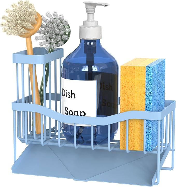 Fssvcd Maifan Sink Caddy Sponge Holder for Kitchen with Brush Holder and Stainless Steel Self Drain Tray, Rustproof Kitchen Sink Organizer for Sponge, Soap Dispenser Storage Accessories - Image 7