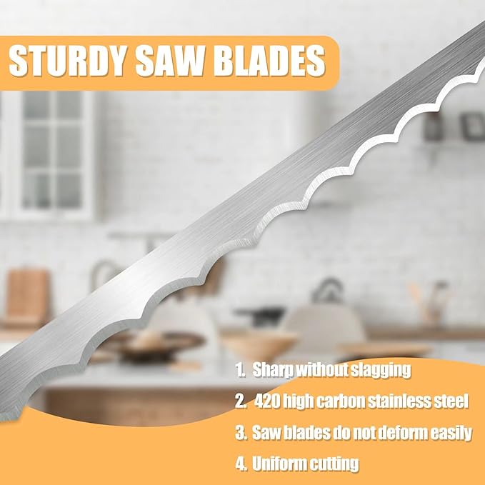 ROYOROYI Bread Slicer for Homemade Bread,16" Wooden Sourdough Bread knife with Bow Design,Premium Stainless Steel Serrated Saw Bread cutter for Bagels, Baguettes and More - Image 4