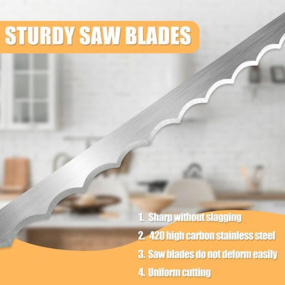 ROYOROYI Bread Slicer for Homemade Bread,16" Wooden Sourdough Bread knife with Bow Design,Premium Stainless Steel Serrated Saw Bread cutter for Bagels, Baguettes and More - Image 4