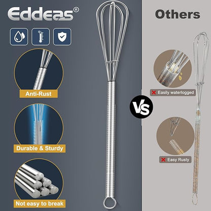 Long Mini Whisks Stainless Steel, Eddeas Skinny Small Whisk 10 inch Tiny Whisk With Long handle for Whisking, Beating, Mixing Sauces, Blending Ingredients Kitchen Small Wisk - Image 2