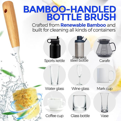 Holikme 6 Pack Dish Brush Kitchen Brushes Set with Vegetable Palm Brush, Bottle Brush, Dish Brush and Straw Brush, Fruit Cleaning Brushes for Cleaning Potato, Amarillo - Image 3