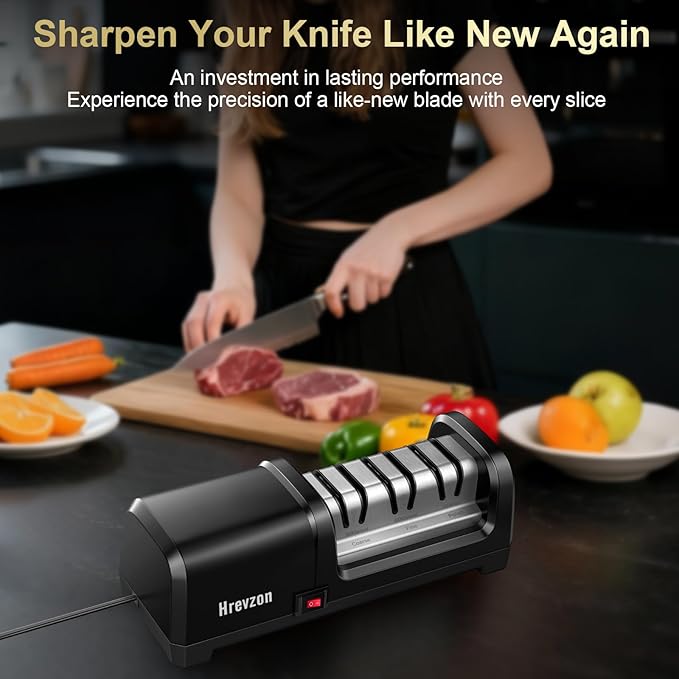 Knife Sharpener Electric for Kitchen Knives, with 100% Diamond Abrasives and Precision Angle Guides, 3-Stage Professional Automatic Quickly Sharpening/Polishing - Image 2