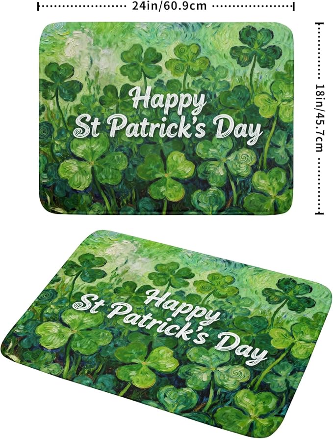 St Patricks Day Lucky Clover Dish Drying Mat for Kitchen Counter 18x24 Green Shamrock Happy Holiday Theme Absorbent Reversible Microfiber Drying Mats Kitchen Countertop Protector Dishes Drainer Pad - Image 2