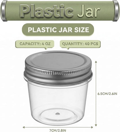 novelinks 4 oz Small Plastic Jars with Lids, 40 Pack Mini Plastic Mason Jars with Lids 4oz, Craft Storage Containers & Canning Jars & Small Spice Jars for Kitchen Organization (40 Pack,Silver) - Image 2