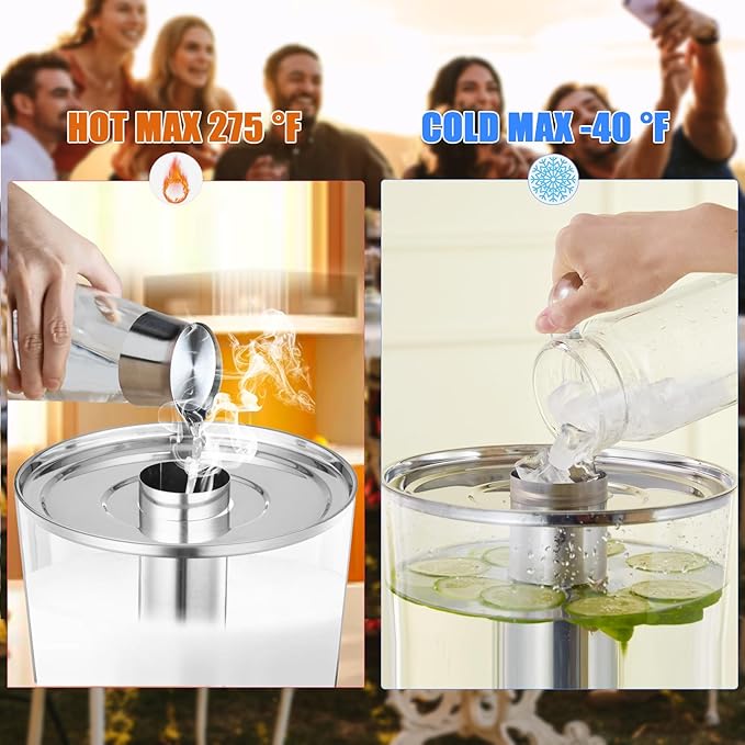 2 Gallons Beverage Dispenser With Stand, Drink Dispensers for Parties, Stainless Steel Juice Dispensers with Ice Tube and Spigot, Punch Dispenser For Parties - Image 2