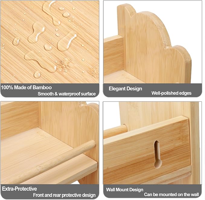 3 Tier Bamboo Spice Rack, Spice Rack Organizer, Seasoning Jars Rack Shelf Spice Organizer for Kitchen Counter or Wall Mounting, Spice Storage Holder with handles, Jars Not Included,Natural - Image 6