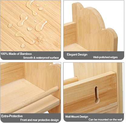 3 Tier Bamboo Spice Rack, Spice Rack Organizer, Seasoning Jars Rack Shelf Spice Organizer for Kitchen Counter or Wall Mounting, Spice Storage Holder with handles, Jars Not Included,Natural - Image 6