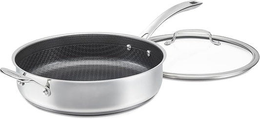 Cuisinart FusionPlus Hybrid Stainless Steel Cookware, 5-Quart Sauté Pan with Cover and Helper, PFAS-Free PURELYSEAR Ceramic Technology, Scratch Proof, Cool Grip Handles, Dishwasher Safe