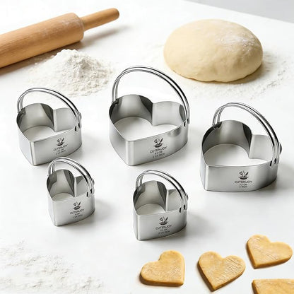 Heart Cookie Cutters, 5 Piece Biscuit Cutters with Handle, Stainless Steel Heart Shaped Cookie Cutter for Sandwiches, Cookie, Biscuit - Image 8