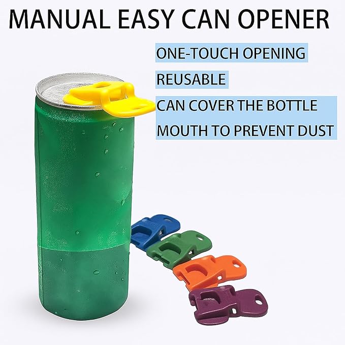 6PCS Colorful Can Tab Openers & Leak-Proof Drink Covers – One-Hand Soda Can Opener and Reusable Protector Caps for Coke, Beer, Soda, and Aluminum Cans - Image 4