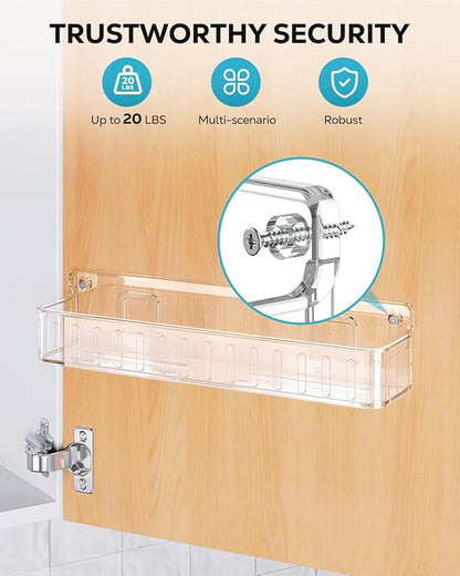 Nieifi Spice Rack Wall Mount, 4 Pack, Clear, Screw or Adhesive Installation, Spice Rack Organizer for Your Kitchen Cabinet or Pantry Door - Image 5