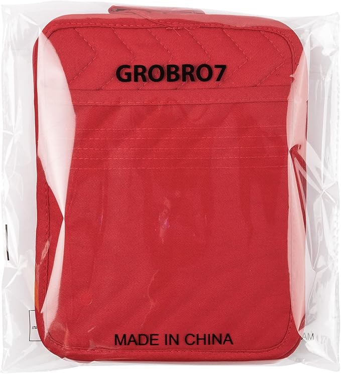 GROBRO7 5Pack Pocket Pot Holders Cotton Heat Resistant Potholder Multipurpose Hot Pads Machine Washable Oven Mitts Potholders Bulk for Daily Kitchen Baking and Cooking 7 x 9 Inch Red - Image 7