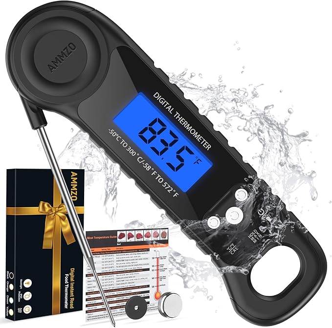 AMMZO Meat Thermometer Digital, Instant Read Food Thermometer for Cooking, Grilling, Baking, Frying & Candy Making, Essentials Kitchen Gadgets Accessory, Gifts for Men Women Dad Mom Birthday by AMMZO