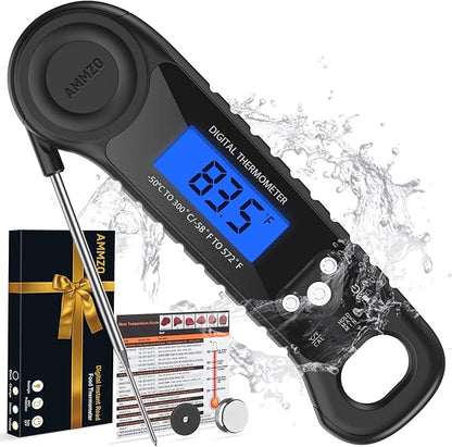 AMMZO Meat Thermometer Digital, Instant Read Food Thermometer for Cooking, Grilling, Baking, Frying & Candy Making, Essentials Kitchen Gadgets Accessory, Gifts for Men Women Dad Mom Birthday by AMMZO