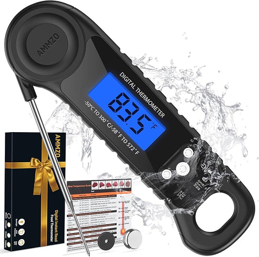 AMMZO Meat Thermometer Digital, Instant Read Food Thermometer for Cooking, Grilling, Baking, Frying & Candy Making, Essentials Kitchen Gadgets Accessory, Gifts for Men Women Dad Mom Birthday by AMMZO