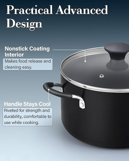 Cook N Home Nonstick Stockpot with Lid 6-QT, Professional Deep Cooking Pot Cookware Casserole with Glass Lid, Black - Image 6