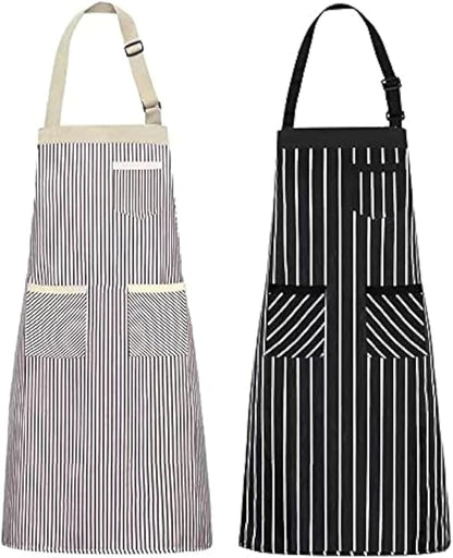 NLUS 2 Pack Kitchen Cooking Aprons, Adjustable Bib Soft Chef Apron with 3 Pockets for Men Women (Umber/Black) by NLUS