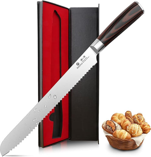 imarku 10 Inch Bread Knife for Homemade Bread Sourdough,German High Carbon Stainless Steel Serrated Knife with Ergonomic Handle,Ultra Sharp Razor Edge Slicing for Crusty Bread Cake,Mothers Day Gifts by imarku