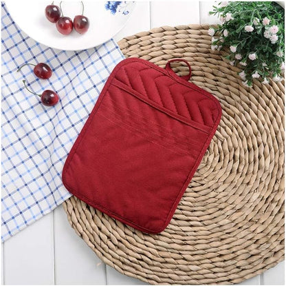 Anyi Pot Holders for Kitchen Heat Resistant, Cotton Hot Pads for Counter Table, Red Kitchen Pot Holders with Pocket - Image 4