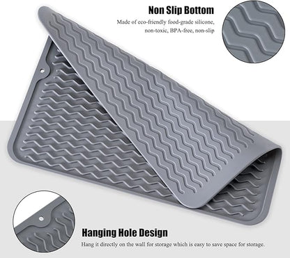Silicone Dish Drying Mat for Multiple Usage, Easy clean, Eco-friendly, Heat-resistant Dish Drainer Mat for Kitchen Counter,Sink,Refrigerator or Drawer liner (12" x 12", White) - Image 6