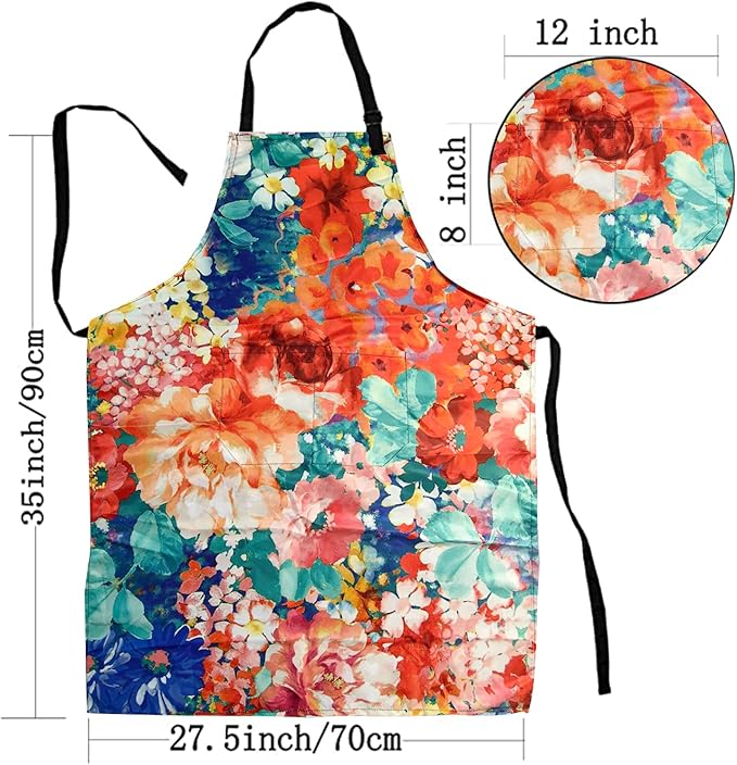 Adjustable Waterproof Apron Bib Apron with 2 Pockets Cooking Kitchen Aprons for Women Men Chef