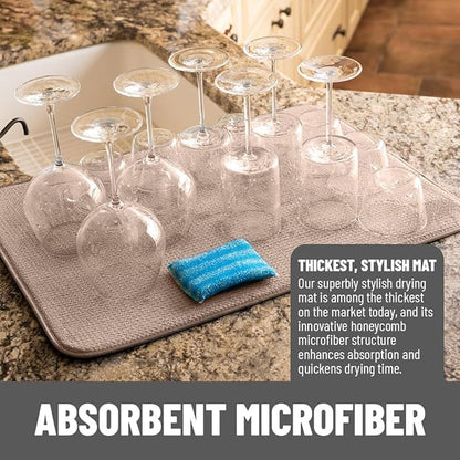 Bellemain XL Dish Mat 24" x 17" ( LARGEST MAT ) Microfiber Dish Drying Mat , Super absorbent ( Mocha ) - Image 2