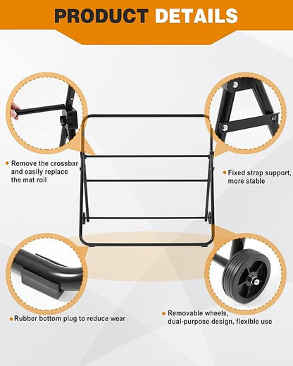 Blulu Adjustable/Mobile Mat Roll Holder with Wheels Oil Absorbent Pads Holder Portable Mat Dispenser Utility Cart Accessories for Workshop Garage Factory, Easy to Move(Adjustable Style)