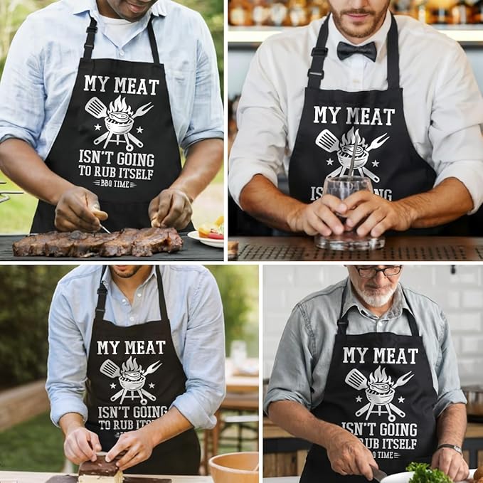 SANDJEST Funny Mens Aprons with Pockets for BBQ Grilling Cooking Grandpa Husband Apron for Birthday Christmas Father's Day
