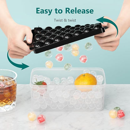 Optish Ice Cube Tray with Lid and Bin, 3 Pack Ice Trays for Freezer, 99 Pcs Round Ice Cube Mold, Ices Maker Bucket with Scoop for Cocktail, Coffee, Rv Accessories, Easy to Release (1 inch, Black) - Image 3
