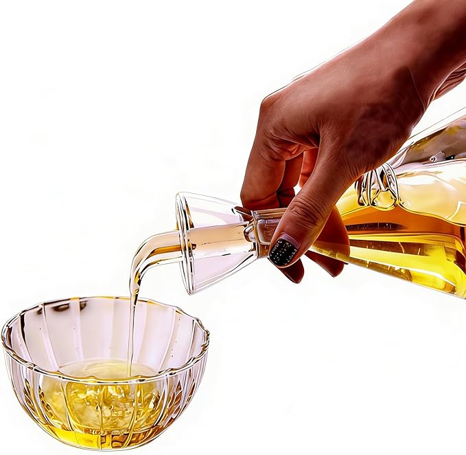 ELETON Conical Borosilicate Glass Olive Oil Dispenser – Non Drip Oil Bottle for Kitchen, Leak Proof Vinegar Cruet, Easy Clean, 16 oz - Image 4