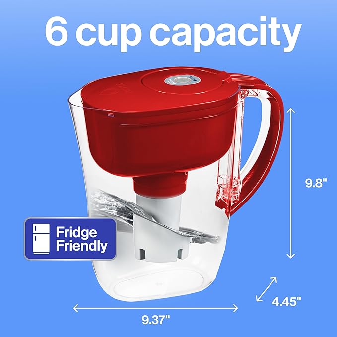 Brita Metro Water Filter Pitcher with SmartLight Change Indicator, BPA-Free, Replaces 1,800 Plastic Water Bottles a Year, Lasts Two Months, Includes 1 Filter, Small - 6-Cup Capacity, Fiery Red - Image 12