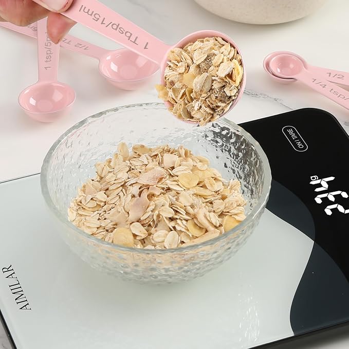 Stainless Steel Measuring Spoons Set of 5, Metal Measuring Cups and Spoons Set for Liquid/Food/Kitchen/Baking (Pink) - Image 3