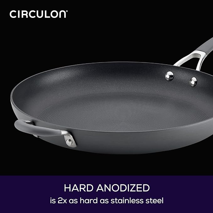 Circulon - 83906 Circulon Radiance Hard Anodized Nonstick Frying Pan / Fry Pan / Hard Anodized Skillet with Helper Handle - 14 Inch, Gray - Image 6