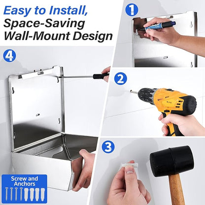 Commercial Paper Towel Dispenser Wall Mount, Stainless Steel C-Fold Multifold Trifold Holder with Lock, Large Capacity Hand Towel Tissue Dispenser for Bathroom Kitchen Restaurant Office