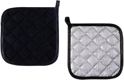 Pot Holders Cotton Made Machine Washable Heat Resistant Potholder, Pot Holder, Hot Pads, Trivet for Cooking and Baking (5, Black) - Image 2
